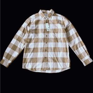 Uniqlo Beige and White Plaid Casual Shirt